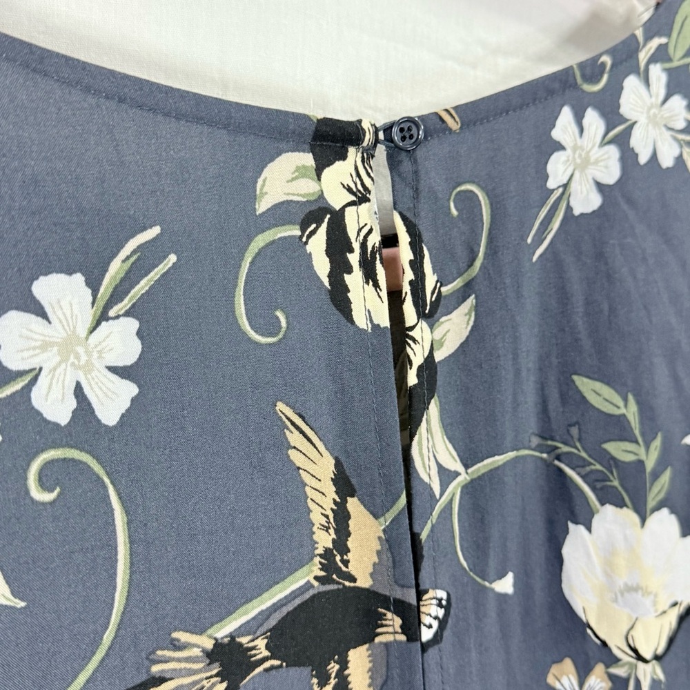 NWT Old Navy XL Tall Grey Floral Shift Dress Long Sleeve Ruffle Cuff Rayon - Picture 6 of 10